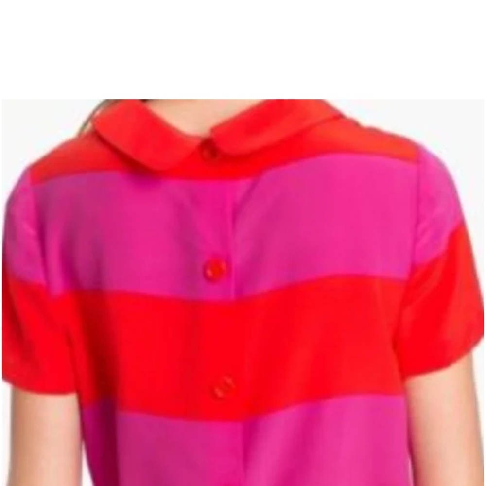 Kate Spade Orange and Pink Boxy Blouse with Peter Pan Collar - Picture 2 of 4